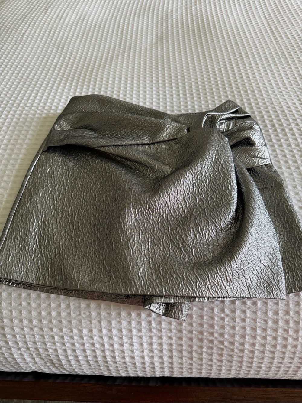 Zara Metallic Silver Mini Wrap Skirt